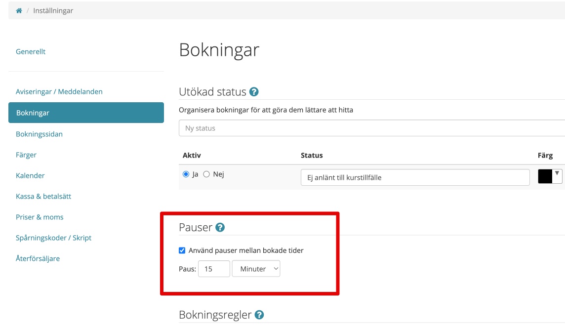 Pauser på kontonivå